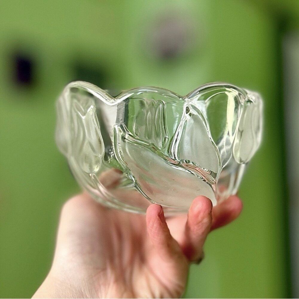 VTG Frosted Glass Tulip Flowers Bowl Dainty Elegant Glassware - Picture 6 of 9
